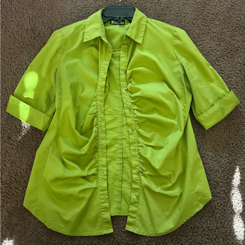 7th Avenue (New York & Company) green button up